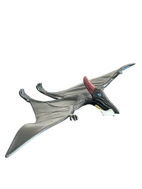 K&M Pteranodon Dinosaur Toy Figure Flying With Fish 2019 Black Blue 4 Inch